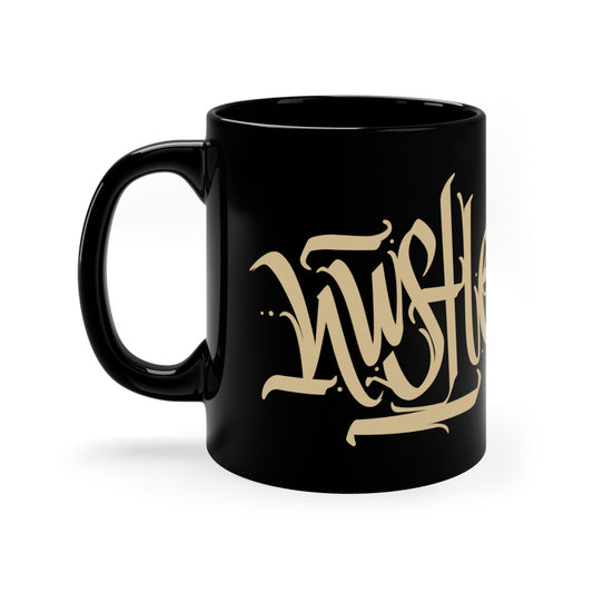 11oz HUSTLE gloss black mug